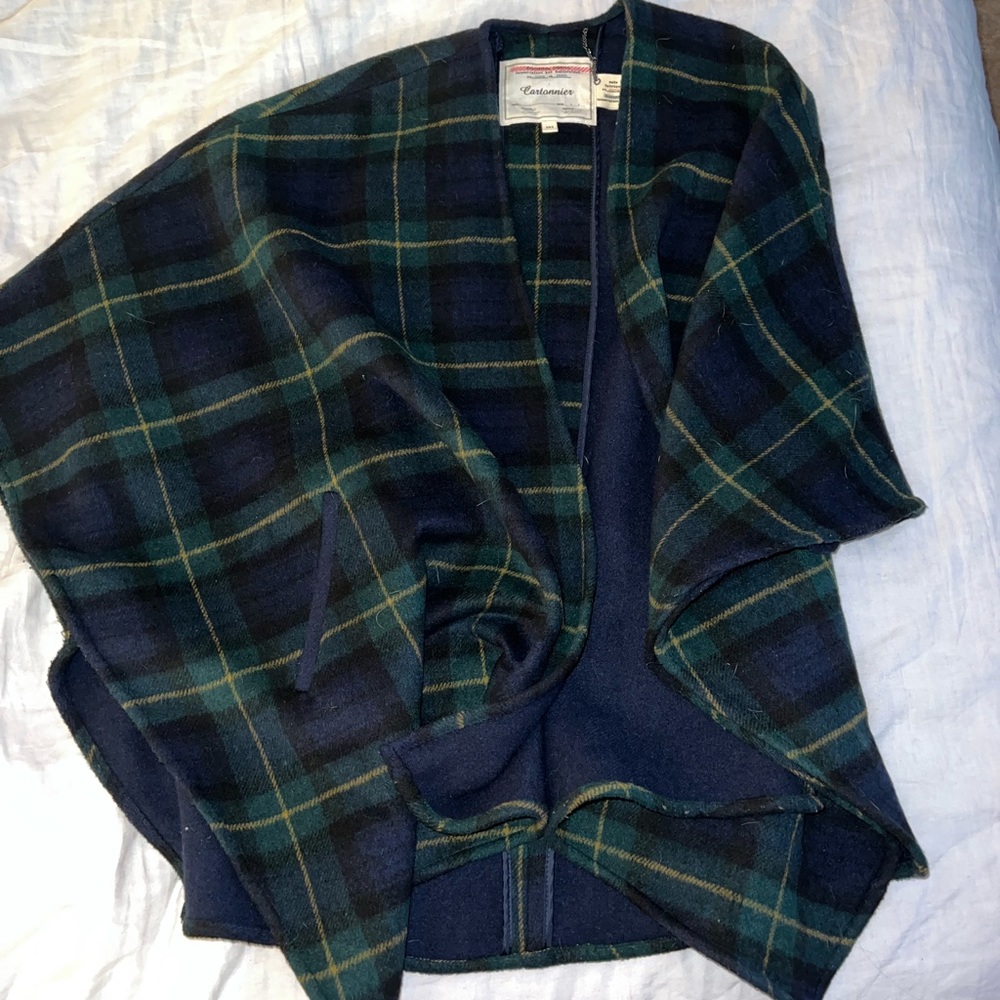 Heavyweight plaid poncho